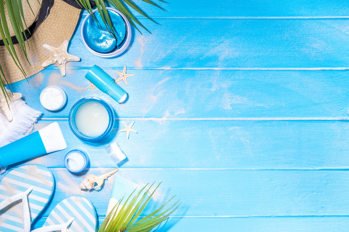 Martha Stewart CBD Summer Products on Blue background