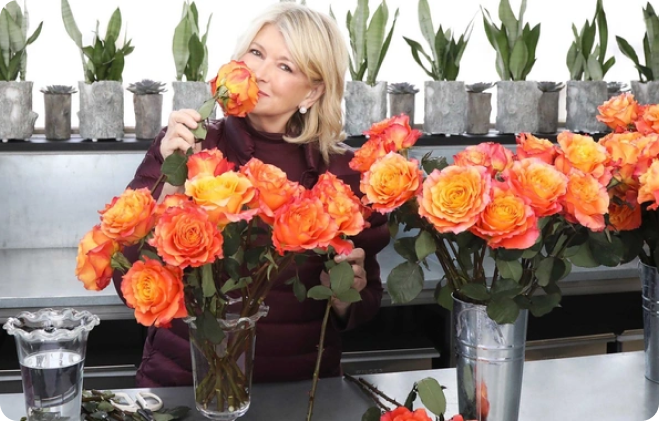 Martha Stewart CBD Martha smelling roses